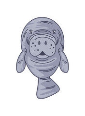 cartoon sea cow front view