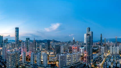 Stunning Panoramic Evening Cityscape with Sky and Urban Lights