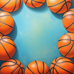 Minimal Light Blue Basketball Frame with Copy Space