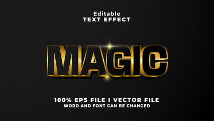 editable 3d gold and black magic text effect.typhography logo