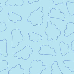 Outline Bunch of Cloud Vector Seamless Pattern illustration Design