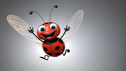 dancing ladybug a ladybug character with its wings spread wide flying in a loop.