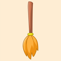 Witch broom. Wooden broomstick icon