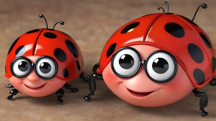 Fototapeta premium expressions and accessories give the ladybug characters fun expressions such as winking eyes joyful.