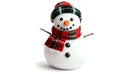Classic Snowman with a Carrot Nose, Top Hat, and Scarf, Surrounded by Snowy Winter Scenery