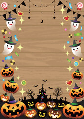 ハロウィンボード、かわいい、イラスト、背景、フレーム、縦