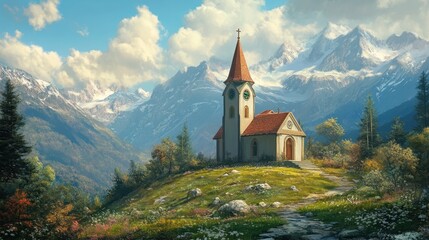 Fototapeta premium Church in the Mountains.