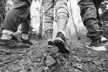 walking in the park, black and white toned image