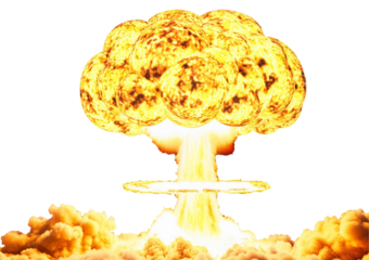 nuclear explosions and mushroom cloud isolated on a transparent or white background