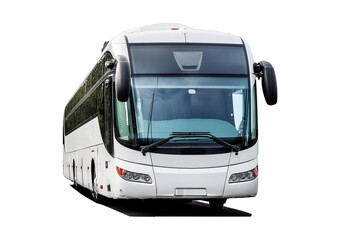 White passenger bus isolated on a transparent or white background