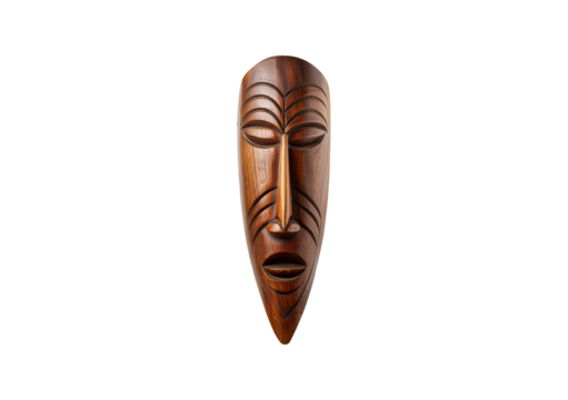 Wooden african mask isolated on a transparent or white background