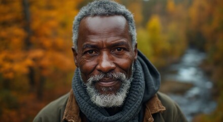 Distinguished elder: Portrait of seasoned life journey. Close-up of older man with white beard looking directly at camera.