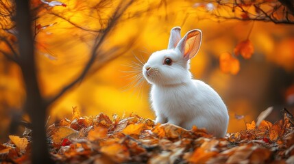 A white rabbit sitting under a bright full moon during the Mid-Autumn Festival 