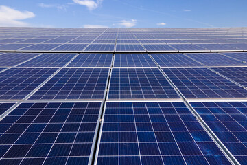 Photovoltaic panels for producing clean ecological electric energy. Commercial building with solar...