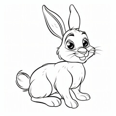 cartoon of a Rabbit children coloring book page 
