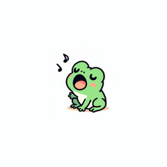 A cartoon frog singing.