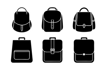 illustration set of a bag icon silhouette vector art