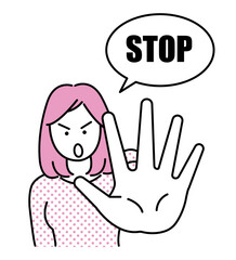 ストップを言う女性のイメージイラスト