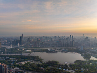 Naklejka premium Skyline view of Wuhan City landmark