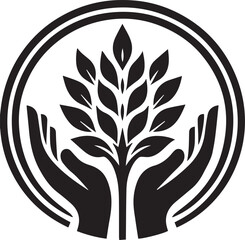 black and white tree creative logo design vector art illustration