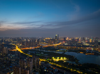 Fototapeta premium Skyline view of Wuhan City landmark