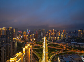 Fototapeta premium Skyline view of Wuhan City landmark