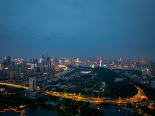 Skyline view of Wuhan City landmark