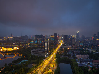 Fototapeta premium Skyline view of Wuhan City landmark