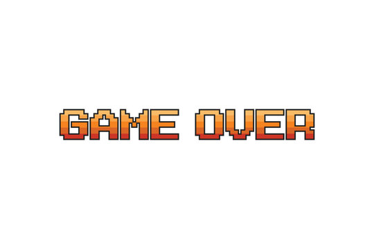 Game Over. 8 bit game. retro game on white background.