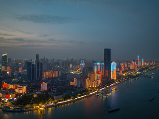 Fototapeta premium Skyline view of Wuhan City landmark