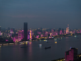Fototapeta premium Skyline view of Wuhan City landmark