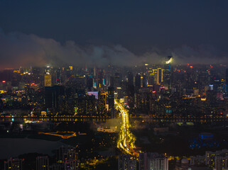 Fototapeta premium Skyline view of Wuhan City landmark