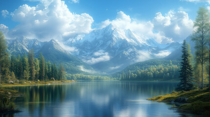 Fototapeta premium Nature and Landscape Backgrounds.High-resolution images of mountains, forests, and beaches.Generative Ai Illustratrions.