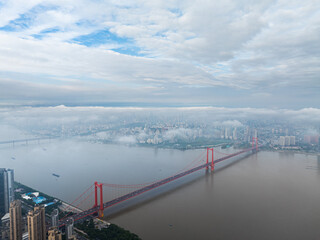 Skyline view of Wuhan City landmark