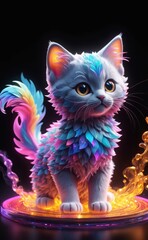 Cute mystical cat isolated black
