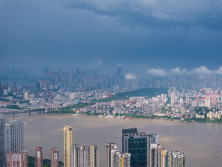 Fototapeta premium Skyline view of Wuhan City landmark
