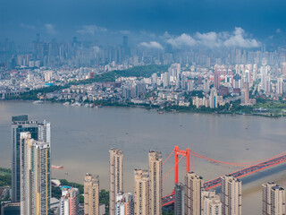 Naklejka premium Skyline view of Wuhan City landmark