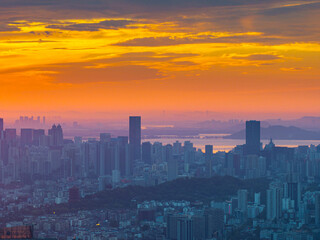 Skyline view of Wuhan City landmark