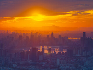 Naklejka premium Skyline view of Wuhan City landmark