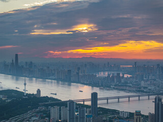 Naklejka premium Skyline view of Wuhan City landmark