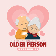 International Day of Older Person Poster with elderly couple in love