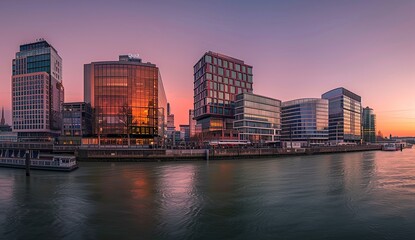 Fototapeta premium A panoramic view of the skyline in Dusseldorf
