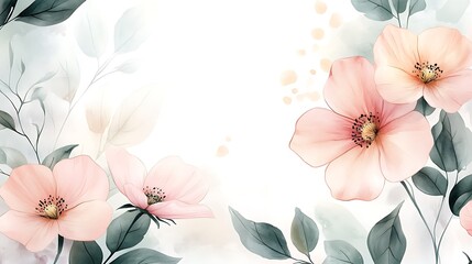 Obraz premium Embrace Nature's Beauty: A Delicate Floral Watercolor Frame for Your Creative Projects