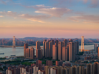 Fototapeta premium Skyline view of Wuhan City landmark