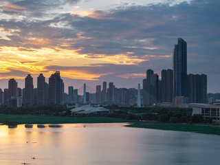 Fototapeta premium Skyline view of Wuhan City landmark