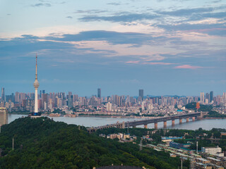 Skyline view of Wuhan City landmark