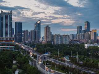 Skyline view of Wuhan City landmark