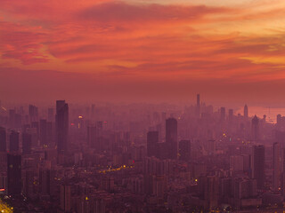 Fototapeta premium Skyline view of Wuhan City landmark