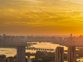 Skyline view of Wuhan City landmark