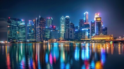 Obraz premium Nighttime Photography: Explore night photography by shooting urban landscapes and nature scenes. Capture the magic of city lights, star trails, and illuminated landmarks with long-exposure shots. 